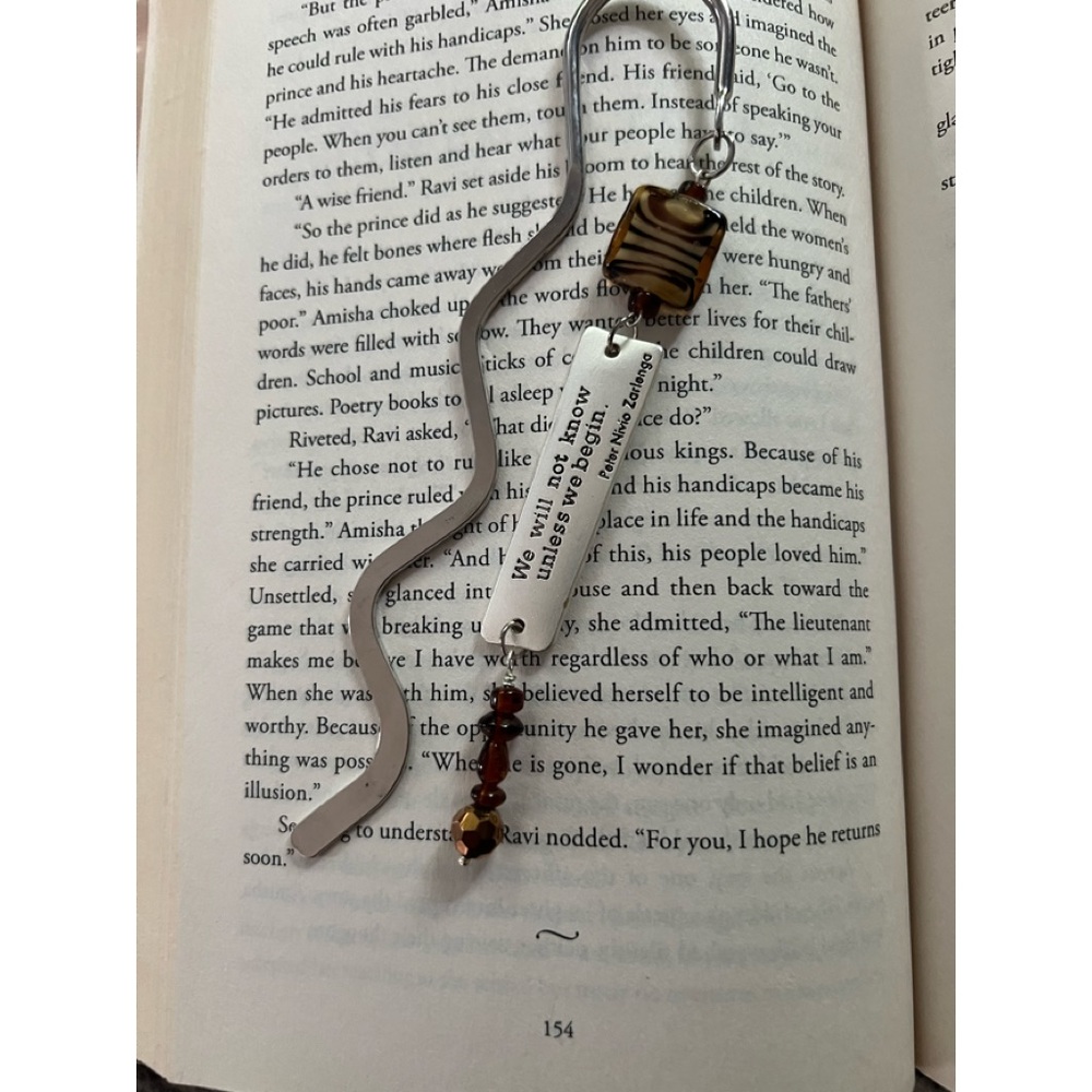 Hooked Beaded Inspirational Metal Bookmark